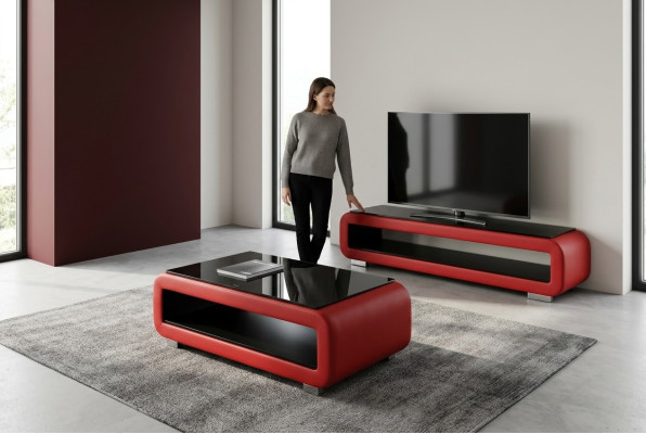 Designerski stolik kawowy Podkładka Skóra Szkło Modern Tabela CT9010 + RTV