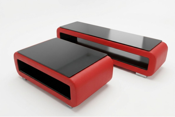 Designerski stolik kawowy Podkładka Skóra Szkło Modern Tabela CT9010 + RTV