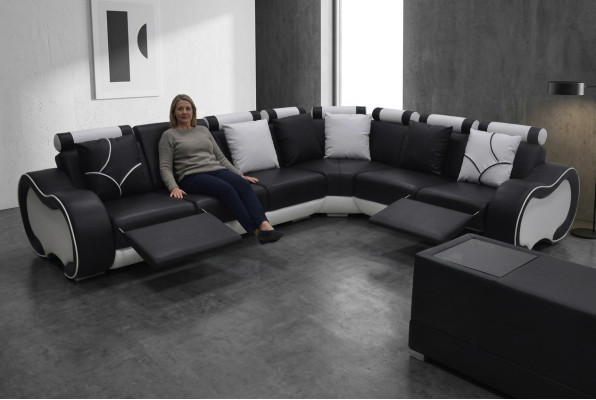Narożnik Skóra Modern XXL Couch Żywy krajobraz Skórzana Sofa Sofa L-Shape C4030