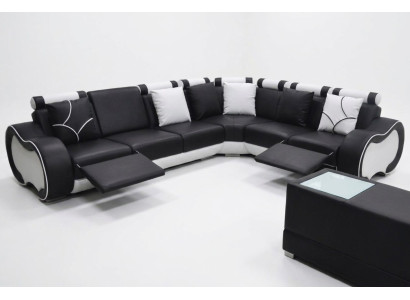 Narożnik Skóra Modern XXL Couch Żywy krajobraz Skórzana Sofa Sofa L-Shape C4030
