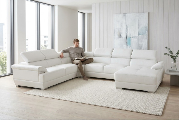Living Couch Skóra Sofa Krajobraz Siedziba Podkładka Ustawić Narożnik Sofy Obcios Nowe