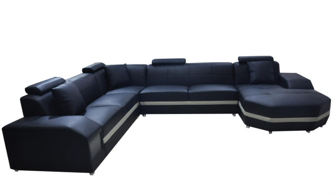 Narożnik Skóra Modern XXL Couch Żywy krajobraz Siedziba Podkładka Couchen Sofa Kształt U New