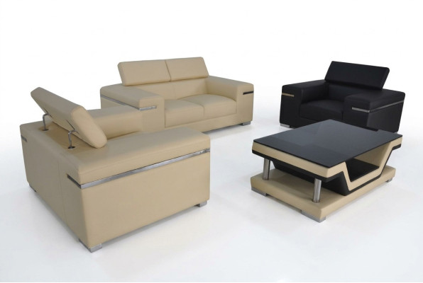 Living Couch Skóra Sofa Landscape Siedziba Podkładka Ustawić Narożnik 2+1+1 Nowy Zestaw Sof
