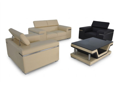 Skóra Modern XXL Couch Żywy krajobraz Sofa skórzana Sofa Ustawić 2+1+1 + Tabela Nowość