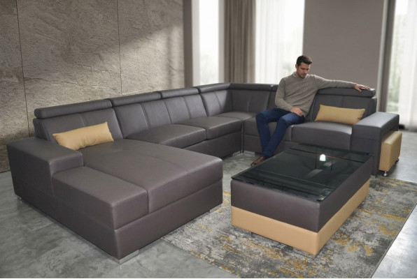 Living Skóra Sofa Krajobrazowa Kanapa Podkładka Ustawić Narożnik Sofy Siedziba Obcios Nowe