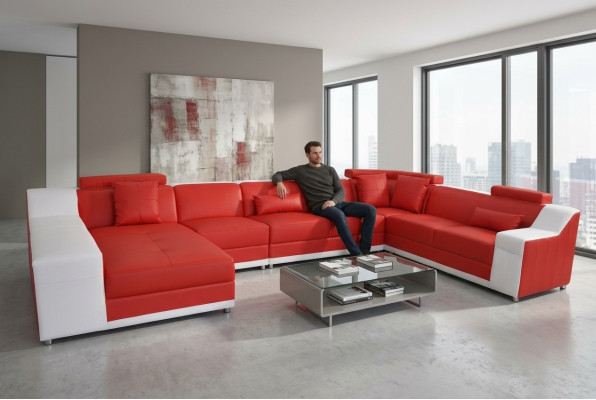 Living Skóra Sofa Krajobrazowa Kanapa Podkładka Ustawić Narożnik Sofy Siedziba Obcios Nowe