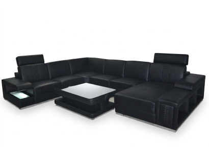 Skóra Sofa Kanapa Podkładka Narożnik Siedziba Ustaw Narożnik couchen Żywy krajobraz +Tabela
