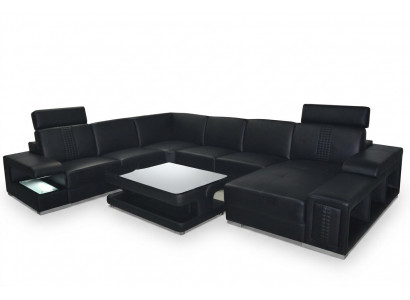 Skóra Sofa Kanapa Podkładka Narożnik Siedziba Ustaw Narożnik couchen Żywy krajobraz +Tabela