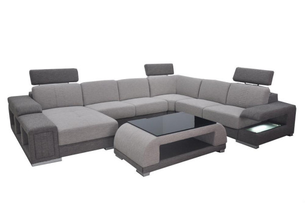 Narożnik Materiał Modern XXL Kanapa Żywy krajobraz Włókienniczy Sofa Kształt U B2015 Materiał +Tabela