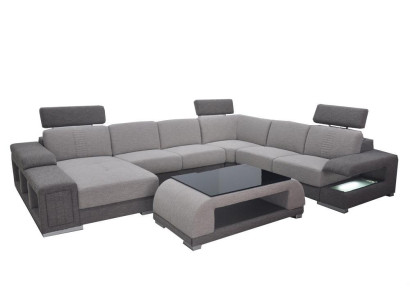 Narożnik Materiał Modern XXL Kanapa Żywy krajobraz Włókienniczy Sofa Kształt U B2015 Materiał +Tabela