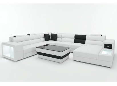 Narożnik Skóra Modern XXL Couch Żywy krajobraz Skórzana Sofa Sofa Kształt U B2006