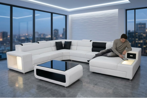 Design Skóra Podkładka Narożnik Skóra Siedziba Sofa Podkładka Narożnik Living Landscape Pokój Nowy