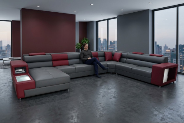 Projektant Skóra Podkładka Siedziba Narożnik Skóra Sofa Podkładka Narożnik Krajobraz Pokój XXL