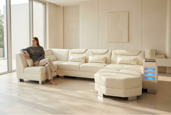 Designerska kanapa Narożnik Skóra Podkładka Narożnik Sofa Podkładka Krajobraz Pokój Skóra Siedziba