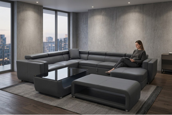 Projektant Skóra Podkładka Siedziba Narożnik Skóra Sofa Podkładka Narożnik Krajobraz Pokój A1186