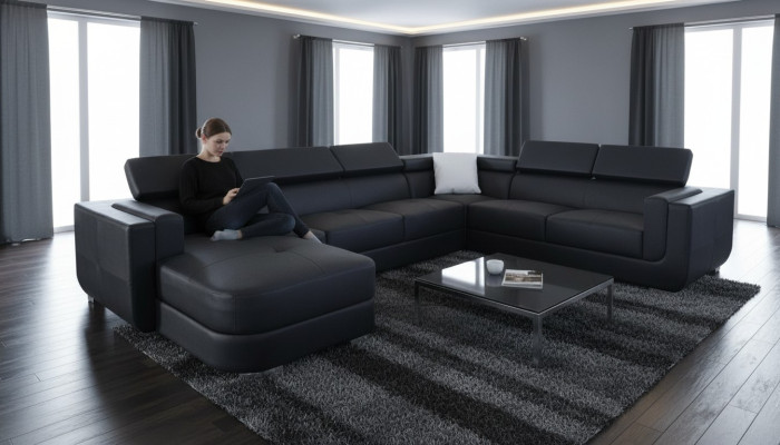Projektant Skóra Podkładka Narożnik Sofa Podkładka Narożnik Krajobraz Pokój Skóra Siedziba Big