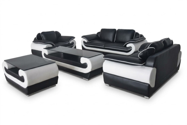 Sofa Kanapa Siedziba Podkładka Komplet Skóra Ustawić 3+2+1 Sofy Designer