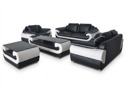 Sofa Kanapa Siedziba Podkładka Komplet Skóra Ustawić 3+2+1 Sofy Designer