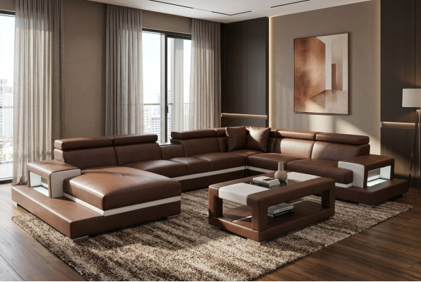 Design Skóra Podkładka Siedziba Pokój Living Sofa Narożnik Kanapa Designer Ustawić +Tabela
