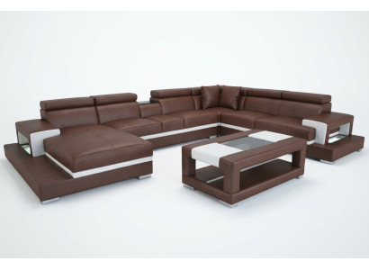 Design Skóra Podkładka Siedziba Pokój Living Sofa Narożnik Kanapa Designer Ustawić +Tabela