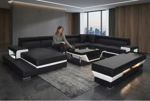 Design Skóra Podkładka Siedziba Pokój Narożnik Sofa Sofa Designer Ustawić