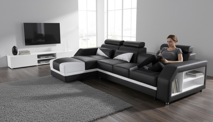 Design Skóra Podkładka Siedziba Pokój Narożnik Sofa Ustawić Designer
