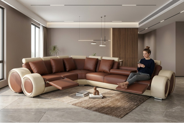 Design Skóra Podkładka XXL Siedziba Pokój Sofa Kanapa Designer Narożnik Ustawić
