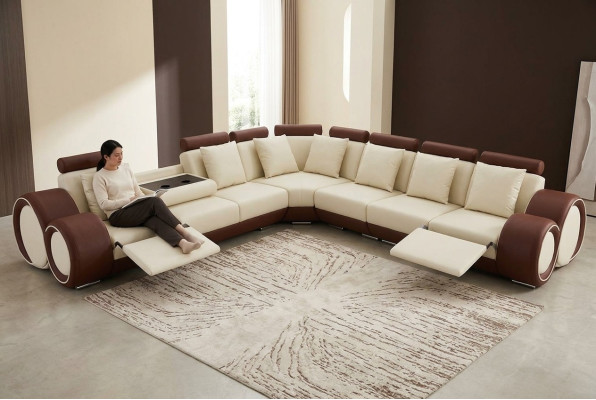 Design XXL Skóra Podkładka Siedziba Pokój Narożnik Living Sofa Couch Designer