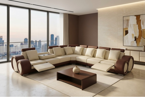 Design XXL Skóra Podkładka Siedziba Pokój Narożnik Living Sofa Couch Designer