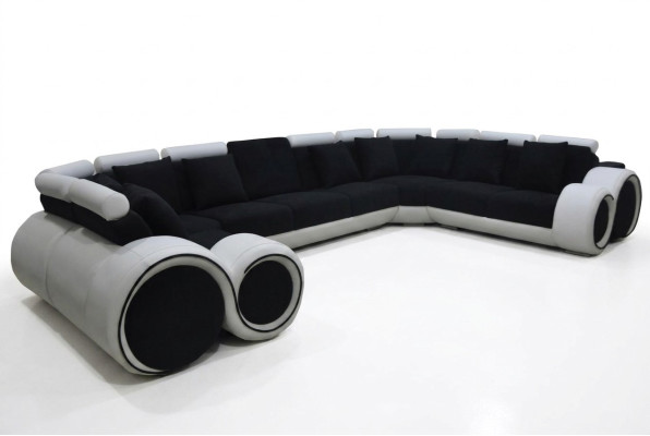 Narożnik Skóra Modern XXL Couch Żywy krajobraz Skórzana Sofa Sofa Kształt U A1163 +