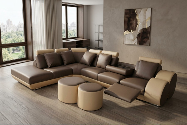 XXL Kanapa Duża Narożnik Sofa Skóra Narożnik Ustawić Narożnik Krajobraz Podkładka L Kształt