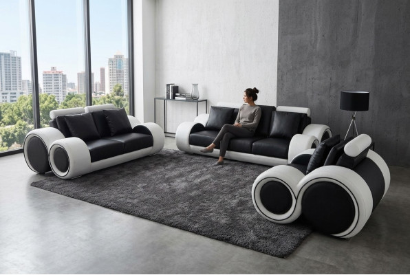 Sofa Kanapa Ustawić Siedziba Podkładka Kompletny Zestaw 3+2+1 Sofy Kanapy Designer