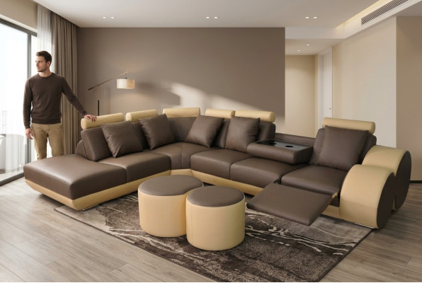XXL Kanapa Duża Narożnik Sofa Skóra Narożnik Ustawić Narożnik Krajobraz Podkładka Living L Shape