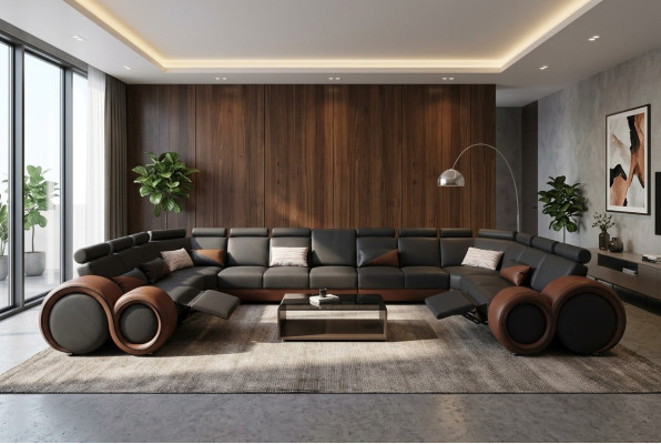 Kanapa XXL Duża Narożnik Sofa Skóra Narożnik Ustawić Krajobraz Narożnik Podkładka Living