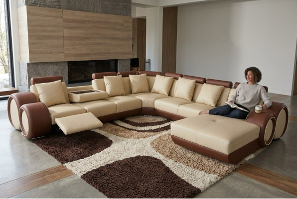 Kanapa Narożnik Sofa Skóra Narożnik Ustawić Narożnik Krajobraz Podkładka Deco Design Living