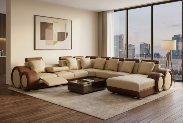 Kanapa Narożnik Sofa Skóra Narożnik Ustawić Narożnik Krajobraz Podkładka Deco Design Living