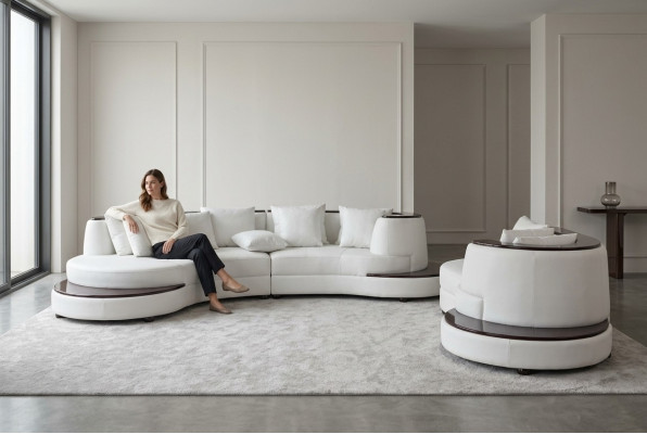 Luxury Living Narożnik Skóra Ustawić Krajobraz Podkładka Narożnik XXL Duża Sofa