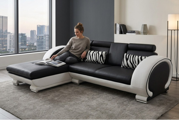 Narożnik Sofa Skóra Kanapa Narożnik Ustaw Living Narożnik Krajobraz L Kształt Podkładki Nowy Design
