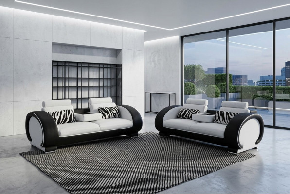Sofa Kanapa Siedziba Podkładka Komplet Ustawić 3+3 Sofy Designerskie Kanapy Skóra