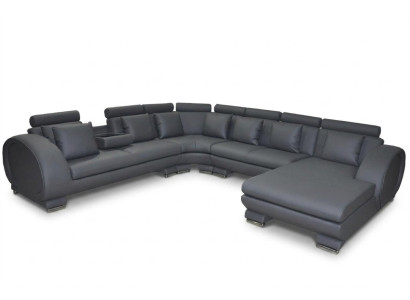 Narożnik Skóra Sofa Kanapa Podkładka Siedziba Żywy krajobraz Design XXL Kształt U