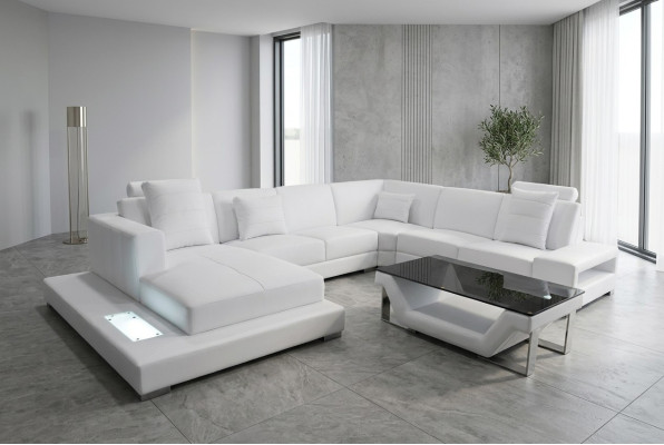 Narożnik Skóra Sofa Kanapa Podkładka Narożnik Siedziba Ustawić U kształt Żywy krajobraz design
