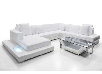 Narożnik Skóra Sofa Kanapa Podkładka Narożnik Siedziba Ustawić U kształt Żywy krajobraz design
