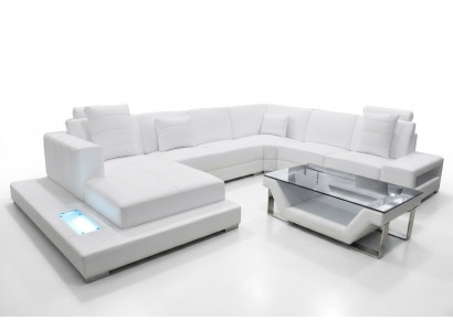 Narożnik Skóra Sofa Kanapa Podkładka Narożnik Siedziba Ustawić U kształt Żywy krajobraz design