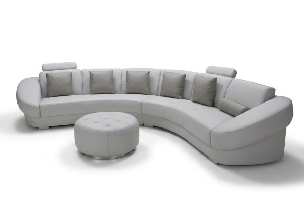 Okrągły Sofa U Shape Podkładka Narożnik Ustawić Skóra Żywy krajobraz Kanapy XXL + Stołek