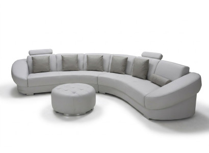 Okrągły Sofa U Shape Podkładka Narożnik Ustawić Skóra Żywy krajobraz Kanapy XXL + Stołek