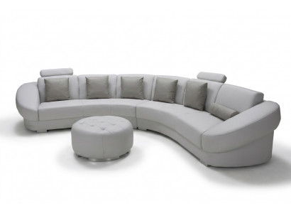 Okrągły Sofa U Shape Podkładka Narożnik Ustawić Skóra Żywy krajobraz Kanapy XXL + Stołek