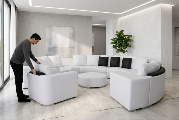 Okrągły Narożnik Sofa Kanapa XXL Duża Okrągły Kanapa Żywy krajobraz U Shape Okrągły Podkładka Nowość