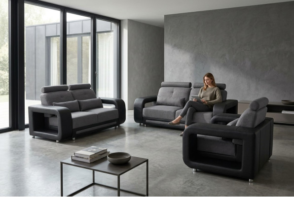 Sofa Ustawić Kanapa Podkładka Design Siedziba Kompletny Zestaw Skóra Materiał Obcios Nowy