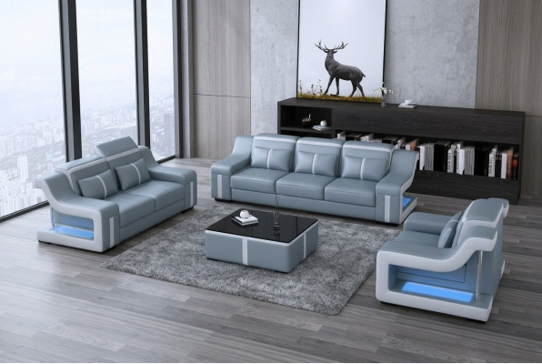 Designerska Sofa Kanapa 3+2 Siedziba Podkładka Skóra Kanapy Duże Sofy Podświetlane