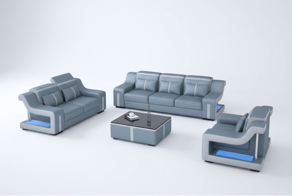 Designerska Sofa Kanapa 3+2 Siedziba Podkładka Skóra Kanapy Duże Sofy Podświetlane